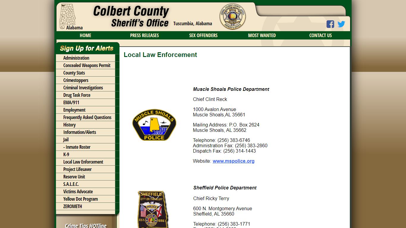 Local Law Enforcement - Colbert County Sheriff AL